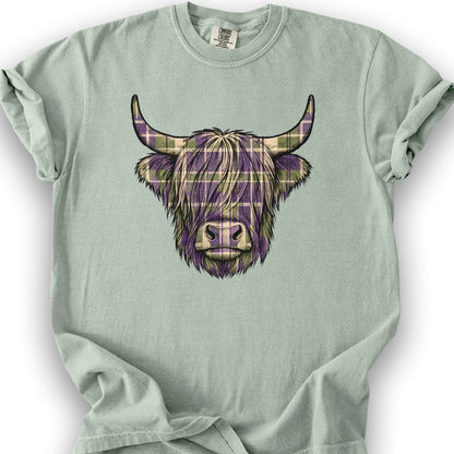 Scottish Highland Plaid Coo T-Shirt - Bay