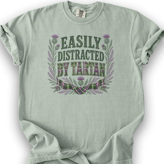 Easily Distracted By Tartan T-Shirt - Bay