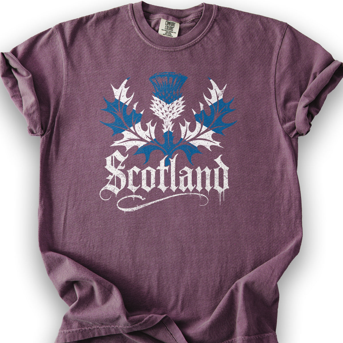 Scotland Gothic Thistle T-Shirt - Berry