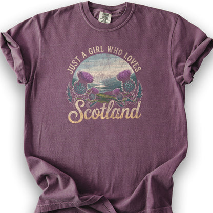 Just a Girl Who Loves Scotland T-Shirt - Berry