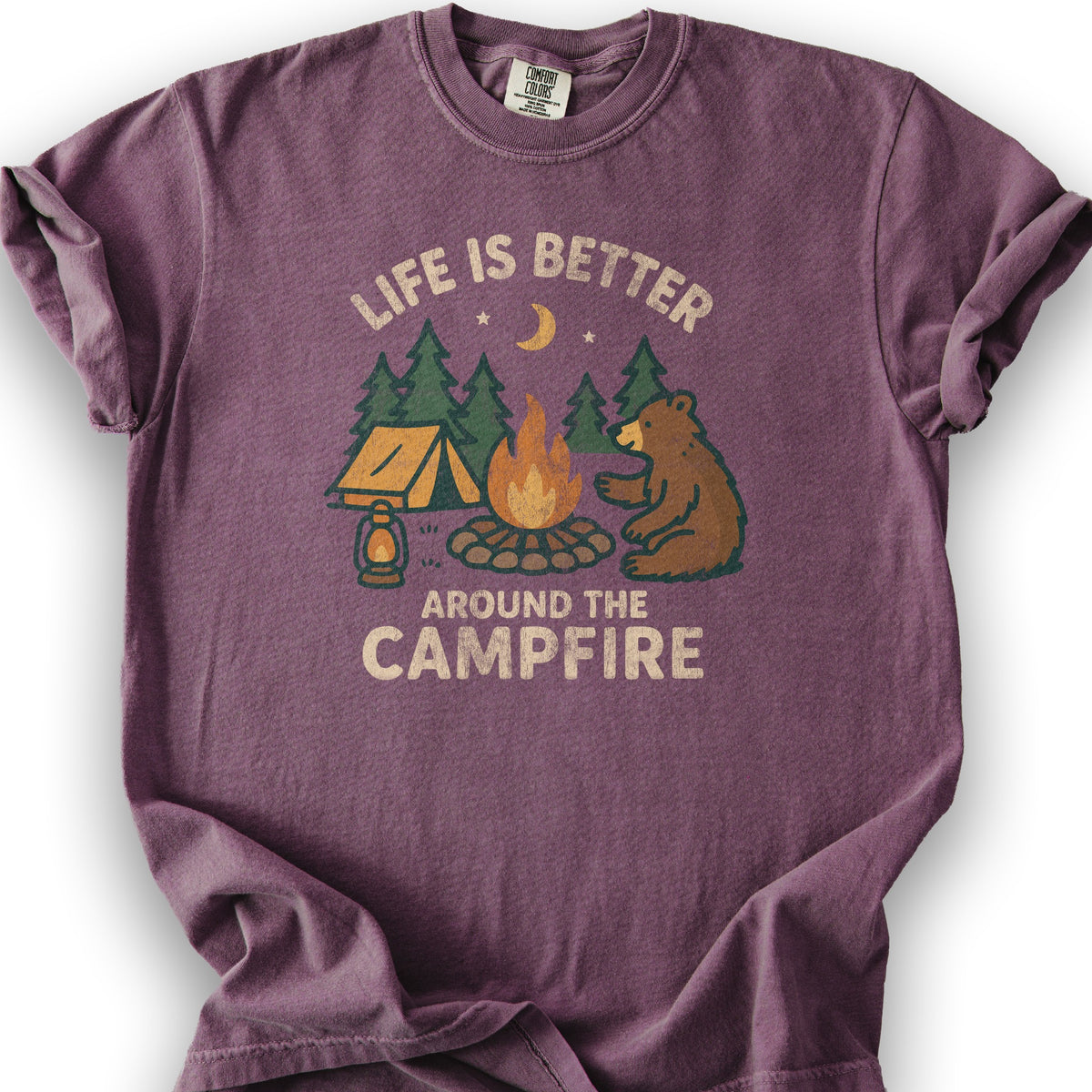 Around The Campfire "Happy Bear" T-Shirt - Berry