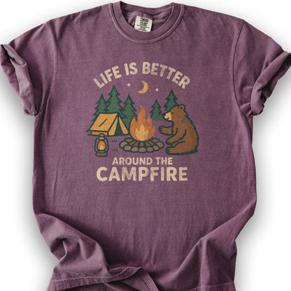 Around The Campfire "Happy Bear" T-Shirt - Berry