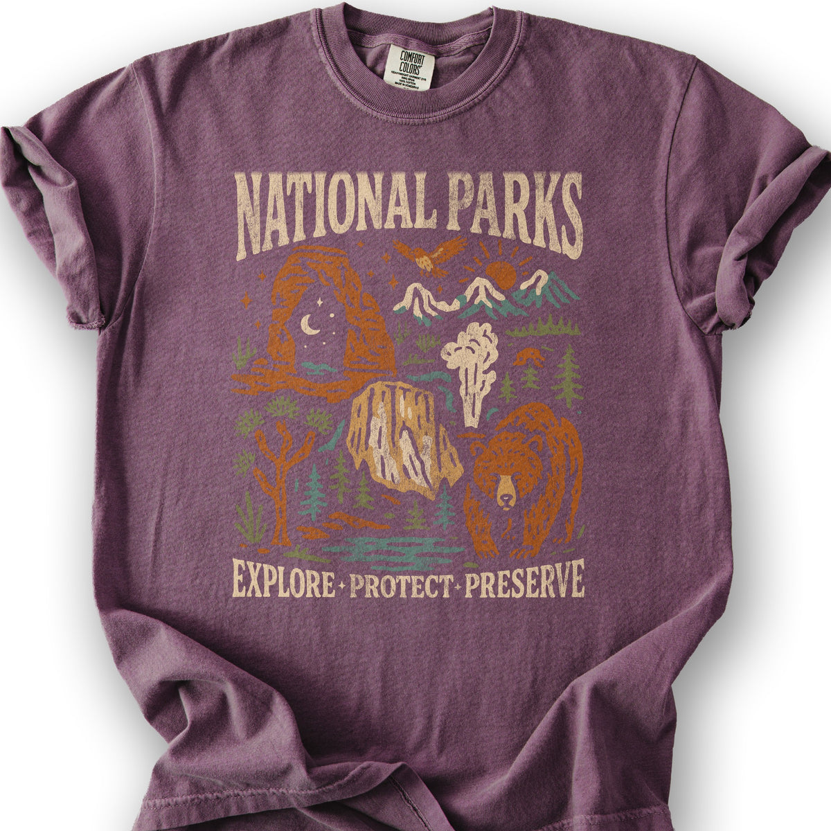 National Parks "Stencil Cut" T-Shirt - Berry