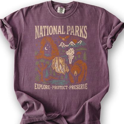 National Parks "Stencil Cut" T-Shirt - Berry