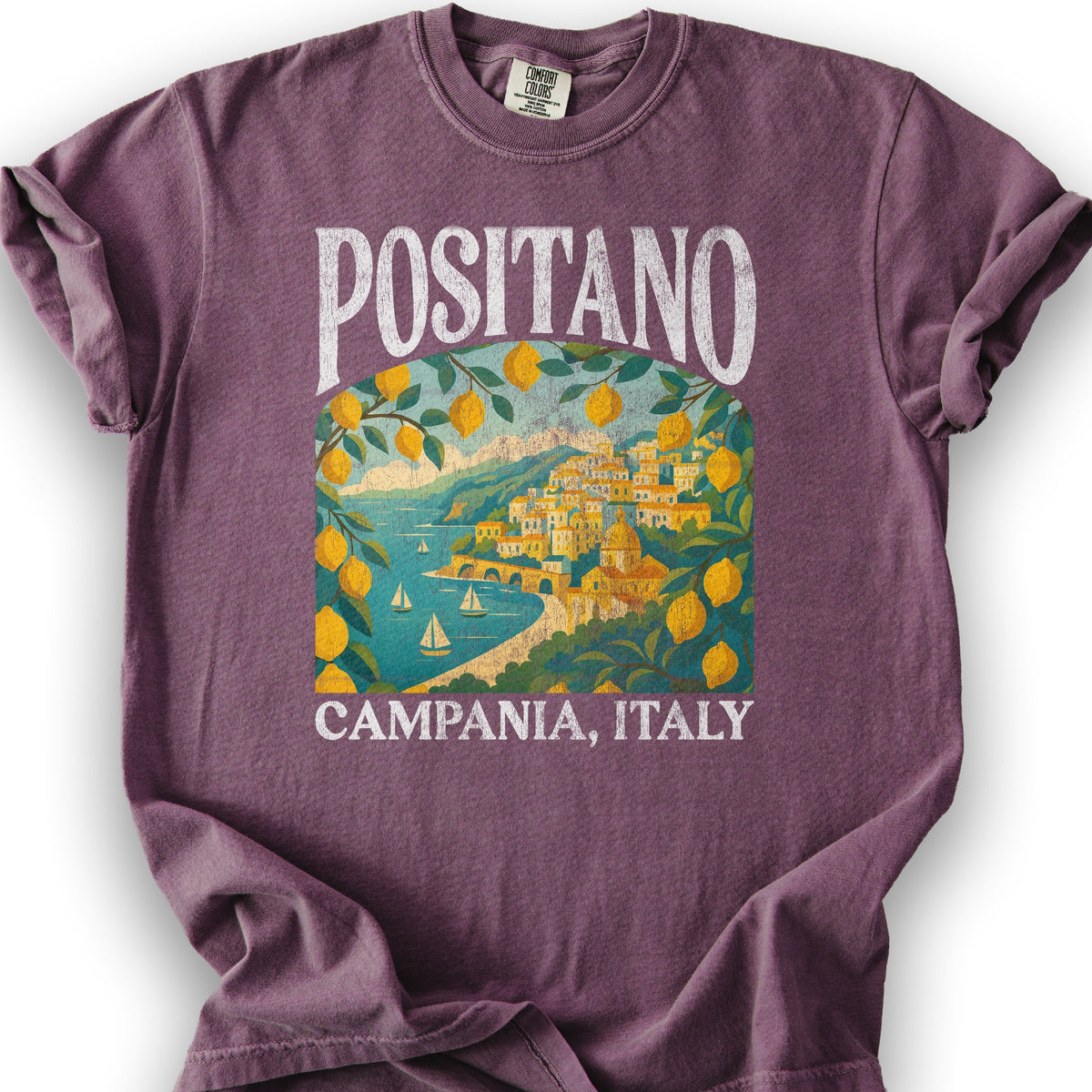 Positano Italy "Big and Bold" T-Shirt - Berry
