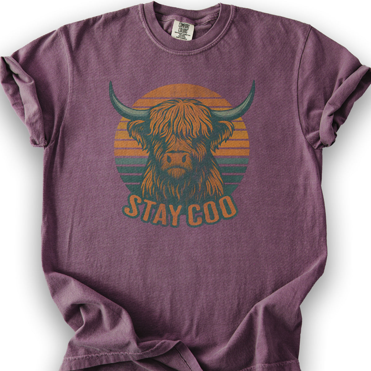 Highland Cow "Stay Coo" T-Shirt - Berry