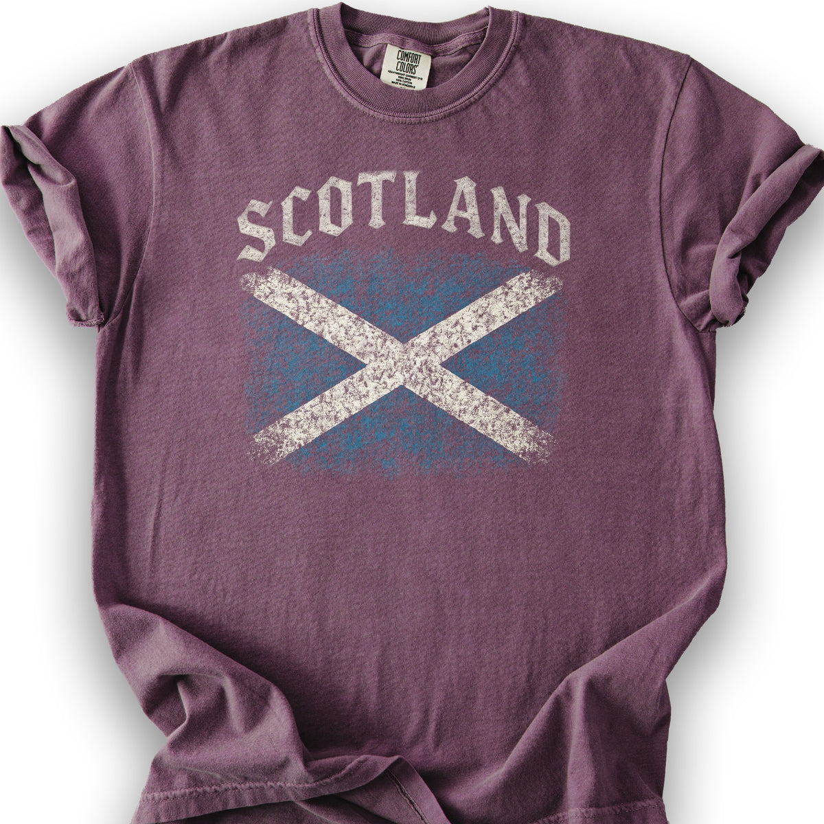 Scotland Distressed Vintage Flag T-Shirt - Berry