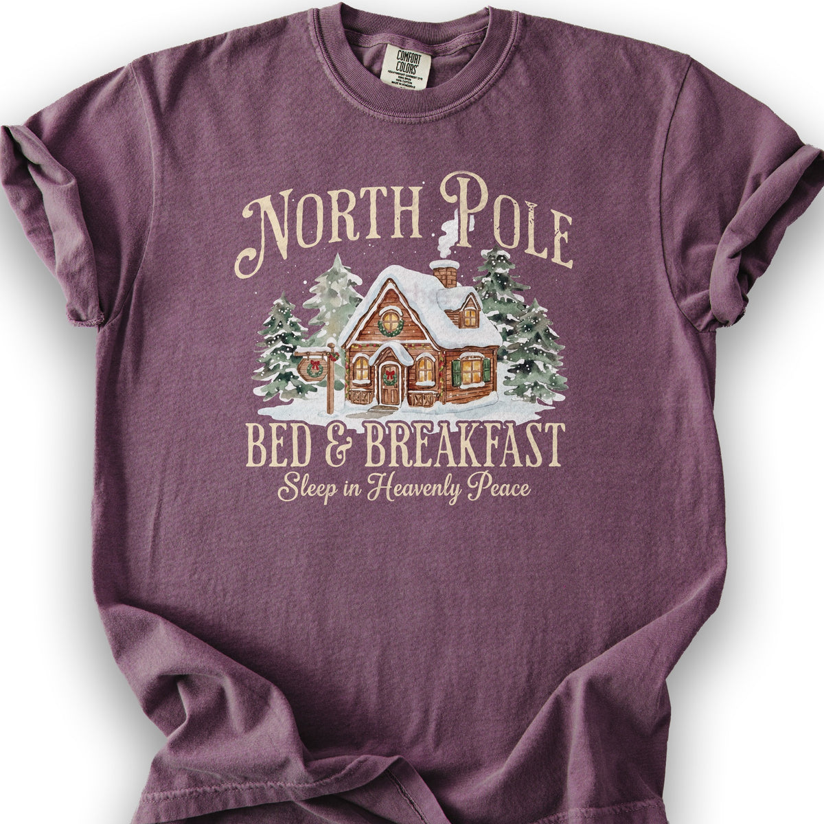 North Pole Bed and Breakfast "Heavenly Peace" T-Shirt - Berry