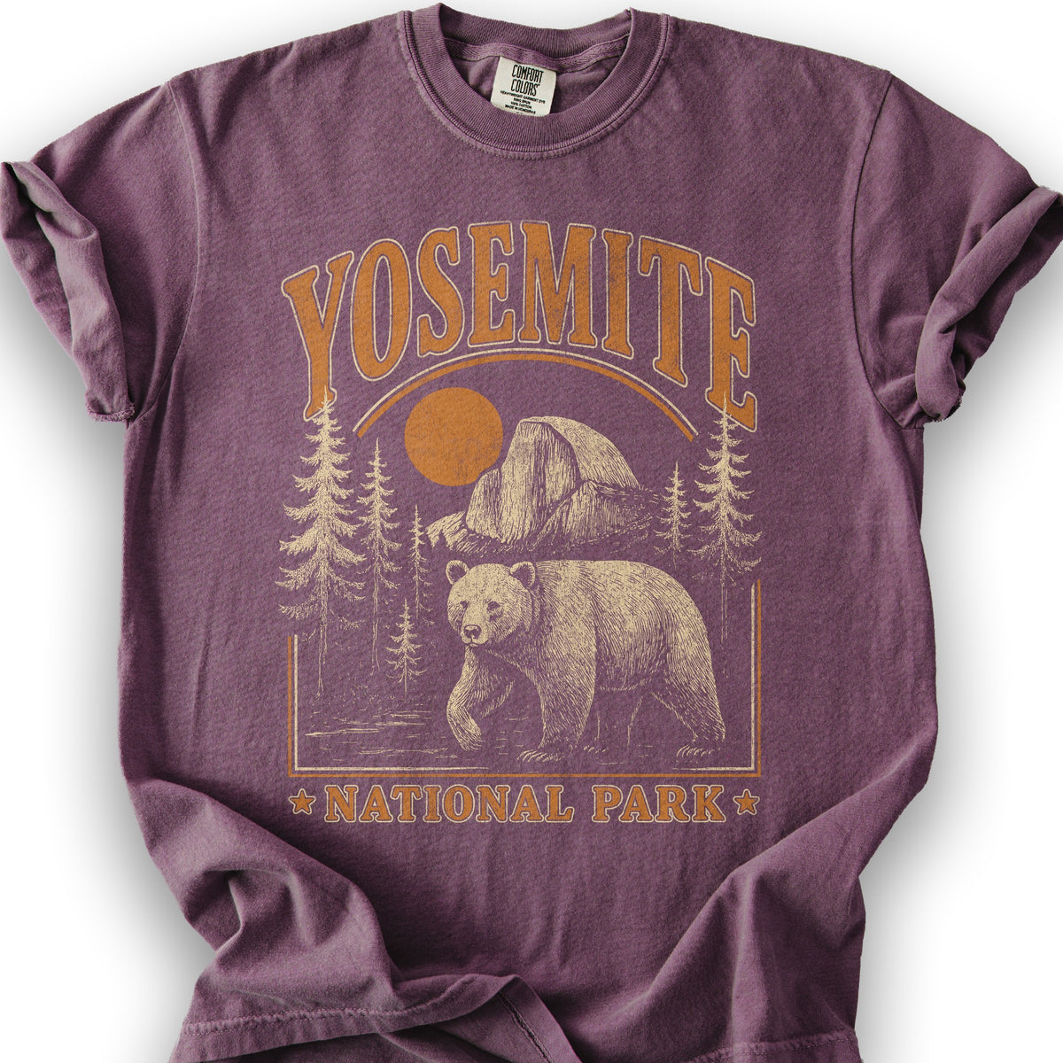 Yosemite National Park "Vintage El Capitan Bear" T-shirt - Berry