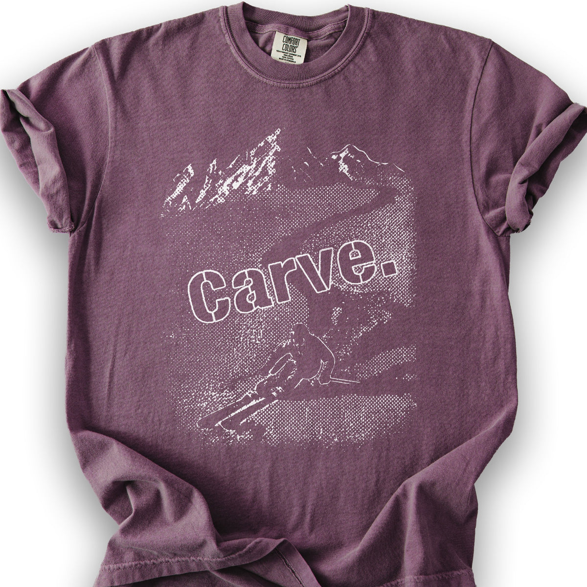 Carve Ski Print T-shirt - Berry