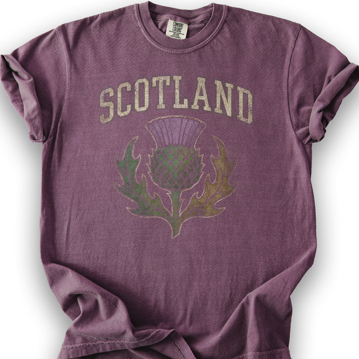 Scotland Distressed Thistle T-Shirt - Berry