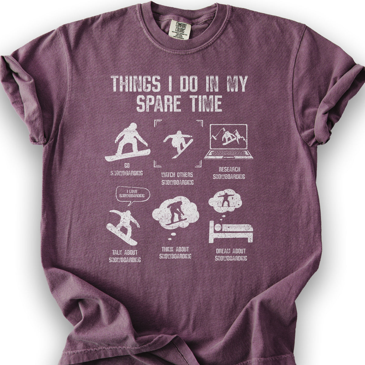 Spare Time Snowboard T-shirt - Berry