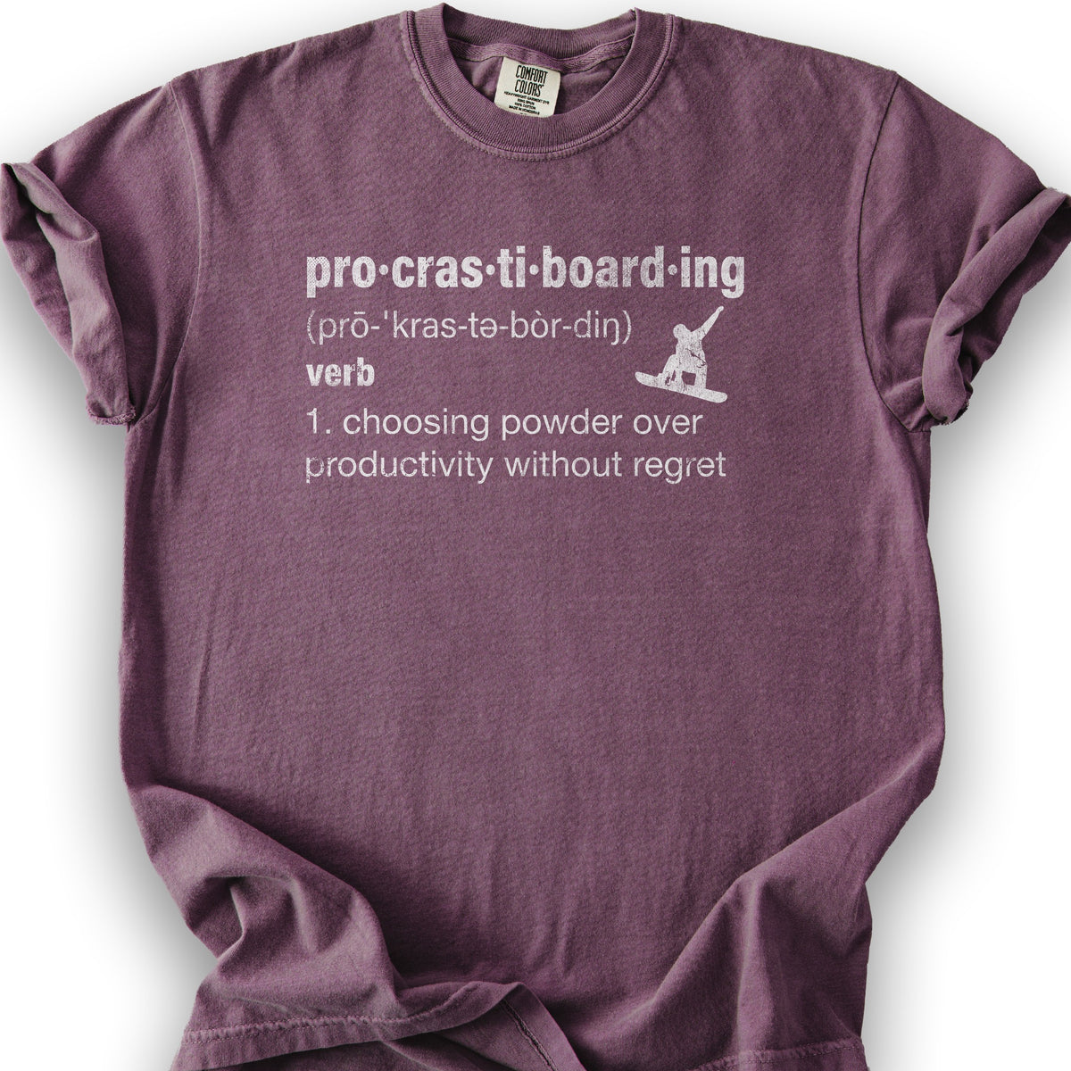 Procrastiboarding Snowboard T-shirt - Berry