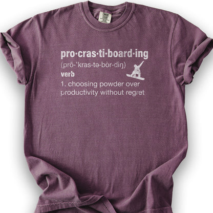 Procrastiboarding Snowboard T-shirt - Berry