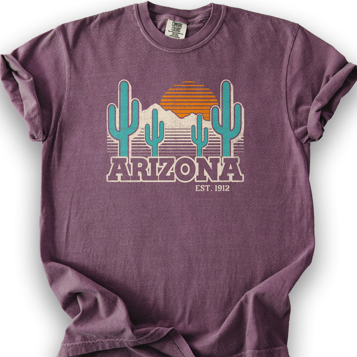 Arizona Retro Cactus T-Shirt - Berry