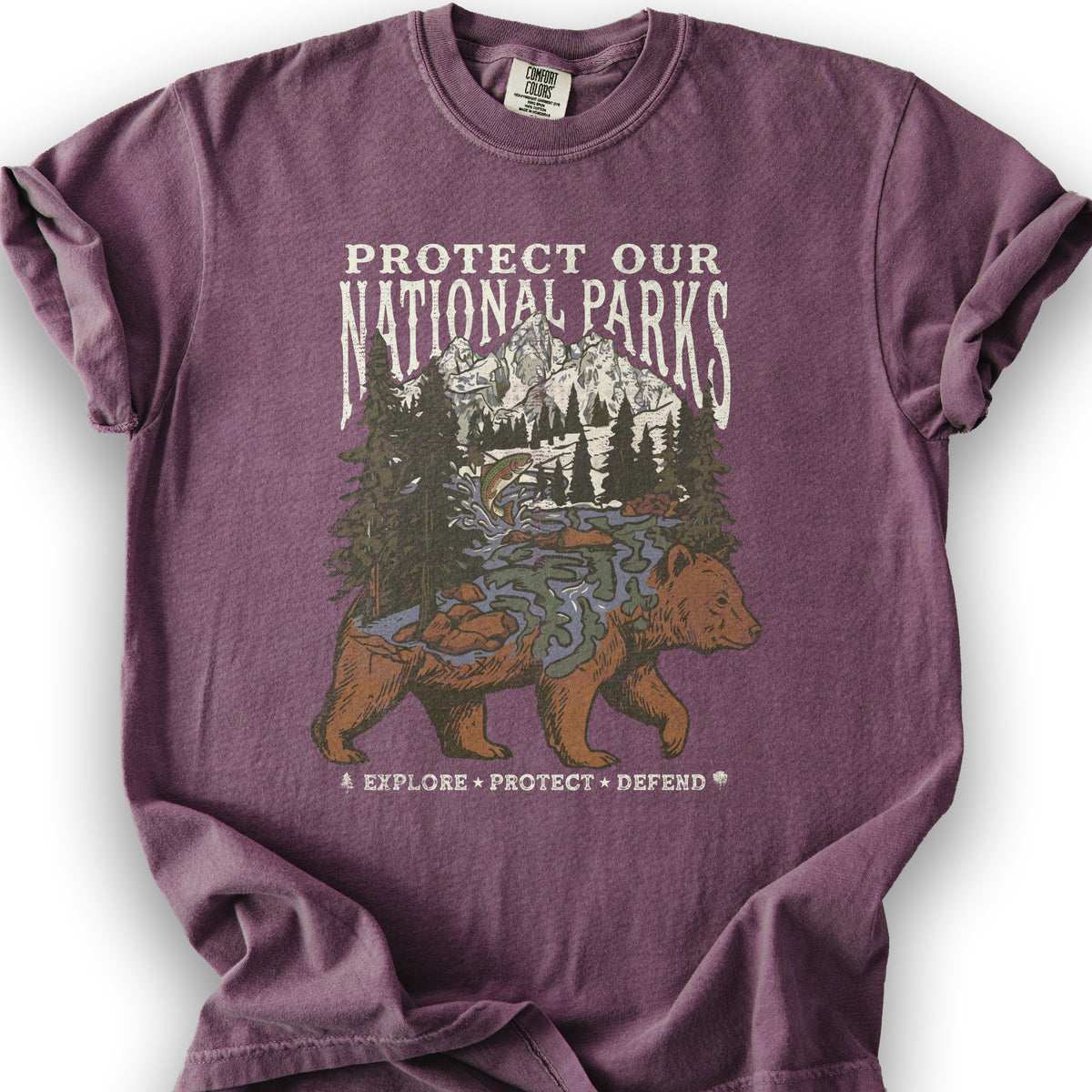 Protect Our Parks Bear T-Shirt - Berry