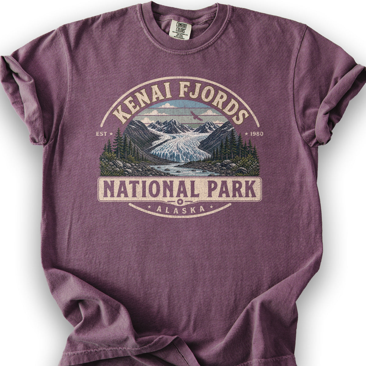 Kenai Fjords Medallion T-Shirt - Berry