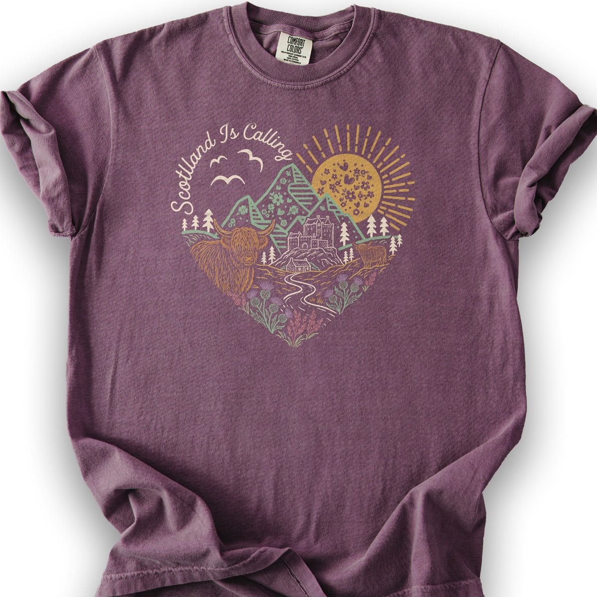 Scotland Is Calling Heart T-Shirt - Berry