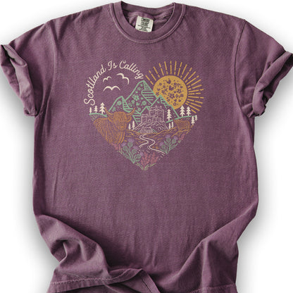 Scotland Is Calling Heart T-Shirt - Berry
