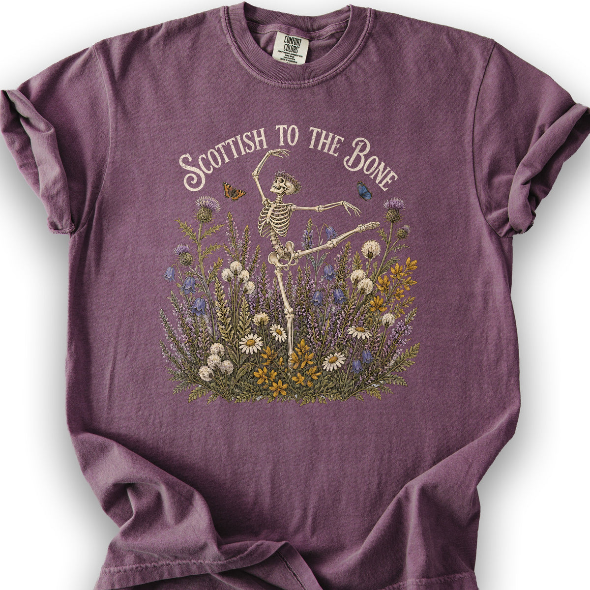 Scottish Floral Bone T-Shirt - Berry