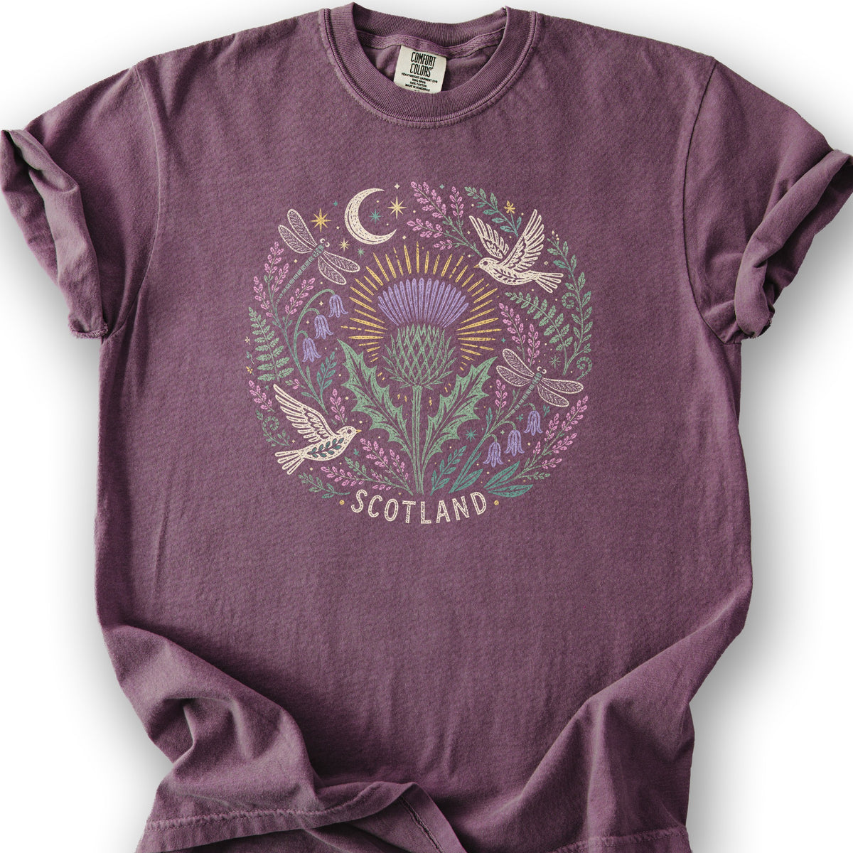 Scotland Thistle Doves T-Shirt - Berry