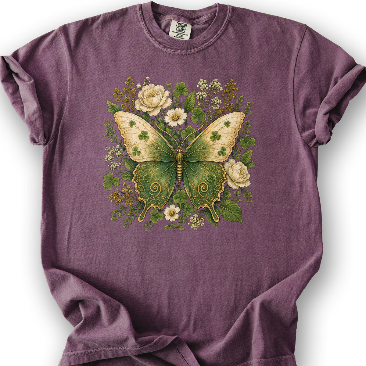 Irish Butterfly Floral T-Shirt - Berry