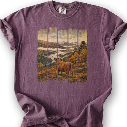 Scotland Coo Panels T-Shirt - Berry