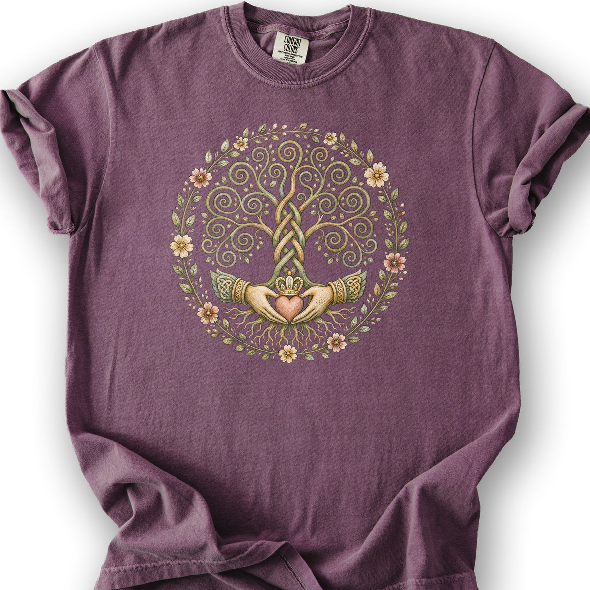 Claddagh Triskele Tree T-Shirt - Berry