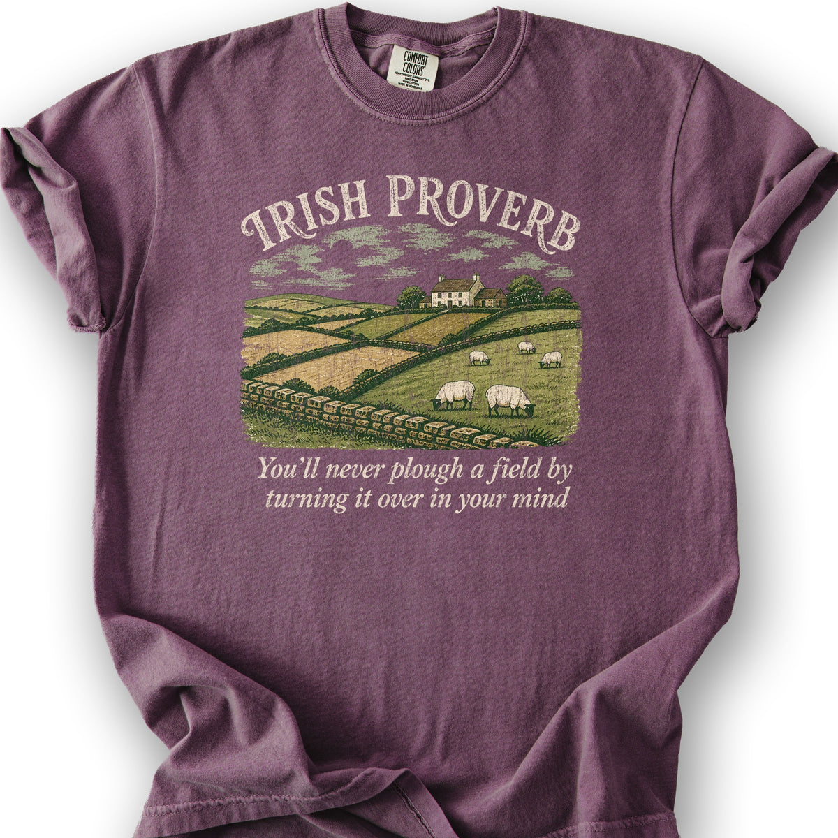 Plough Proverb T-Shirt - Berry
