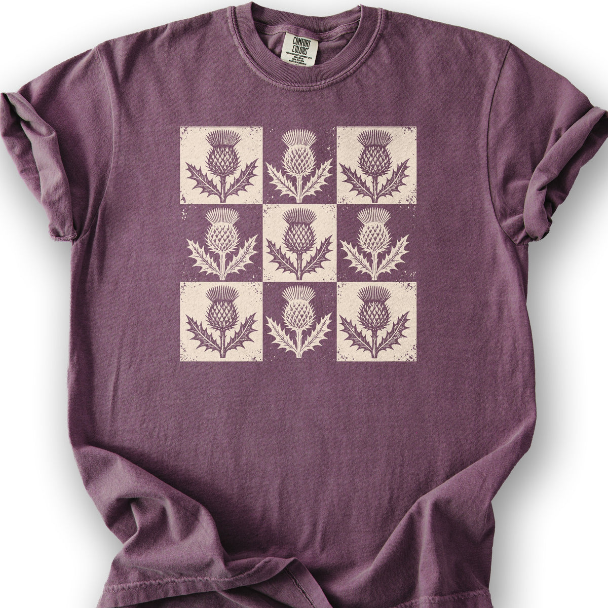 Thistle Box Pattern T-Shirt - Berry