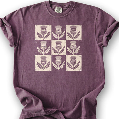 Thistle Box Pattern T-Shirt - Berry