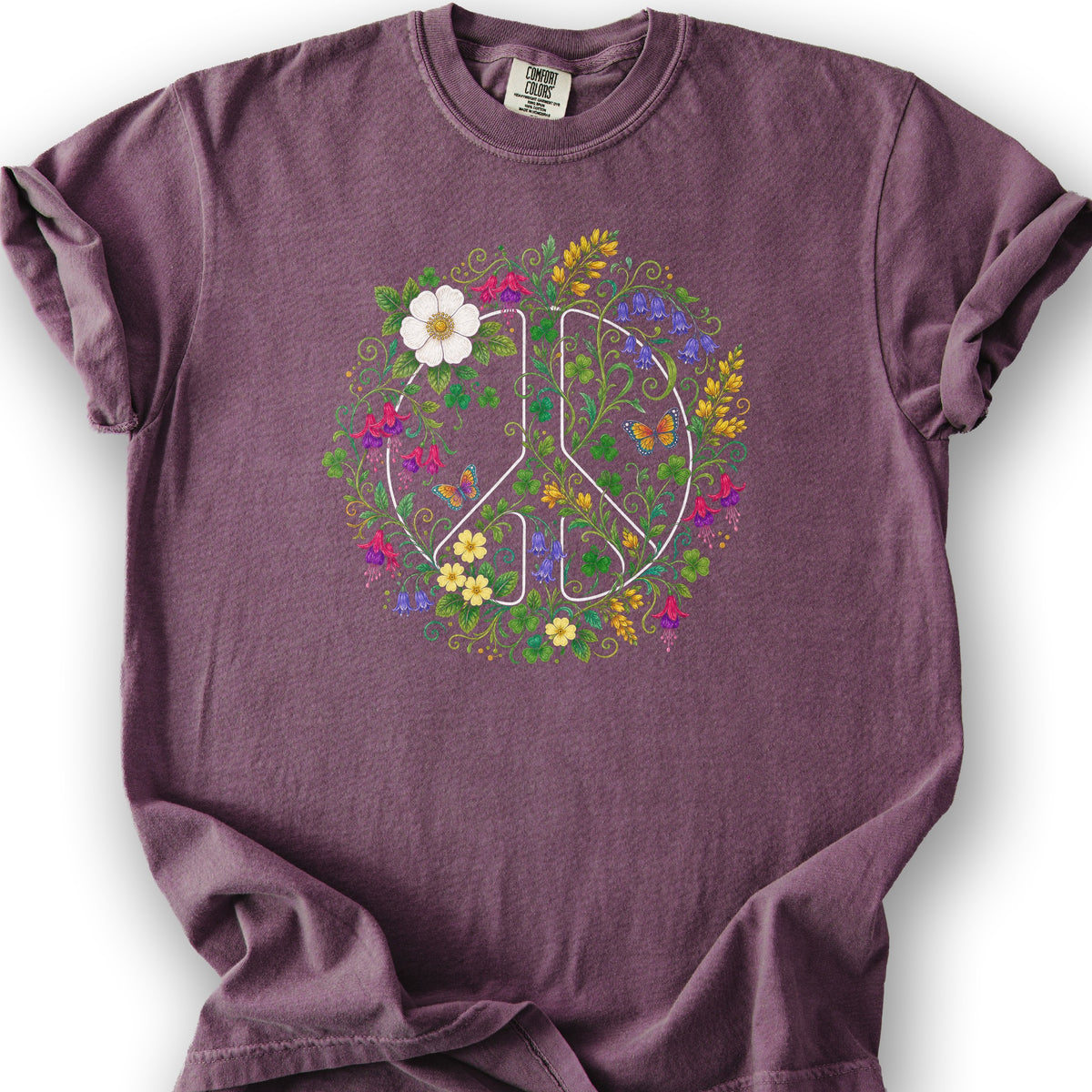 Floral Irish Peace T-Shirt - Berry