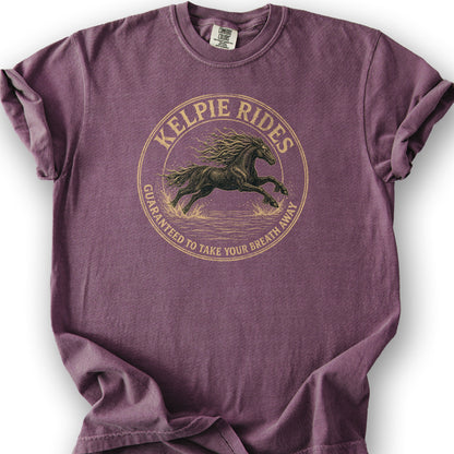 Kelpie Rides Badge T-Shirt - Berry