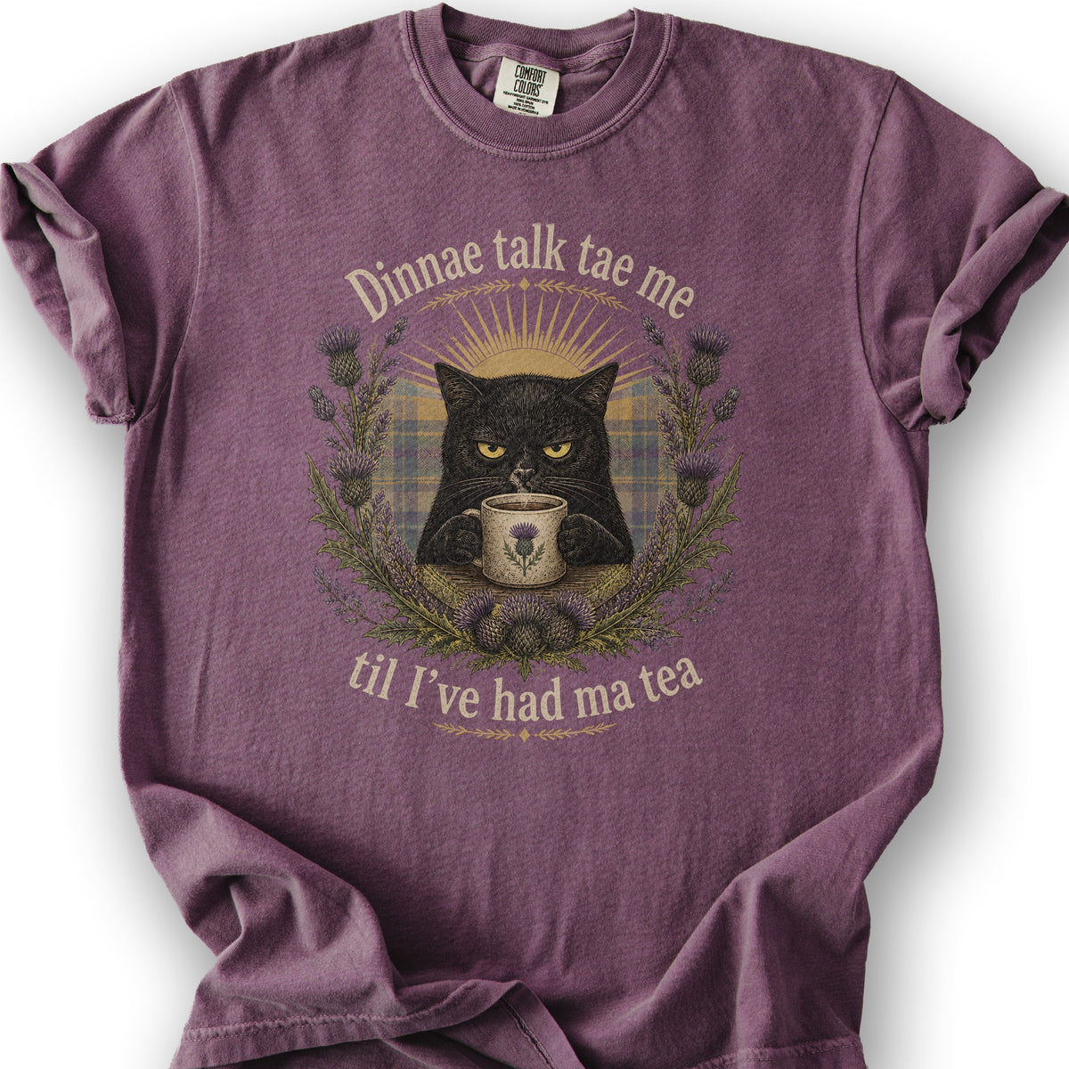 Dinnae Talk Cat T-Shirt - Berry