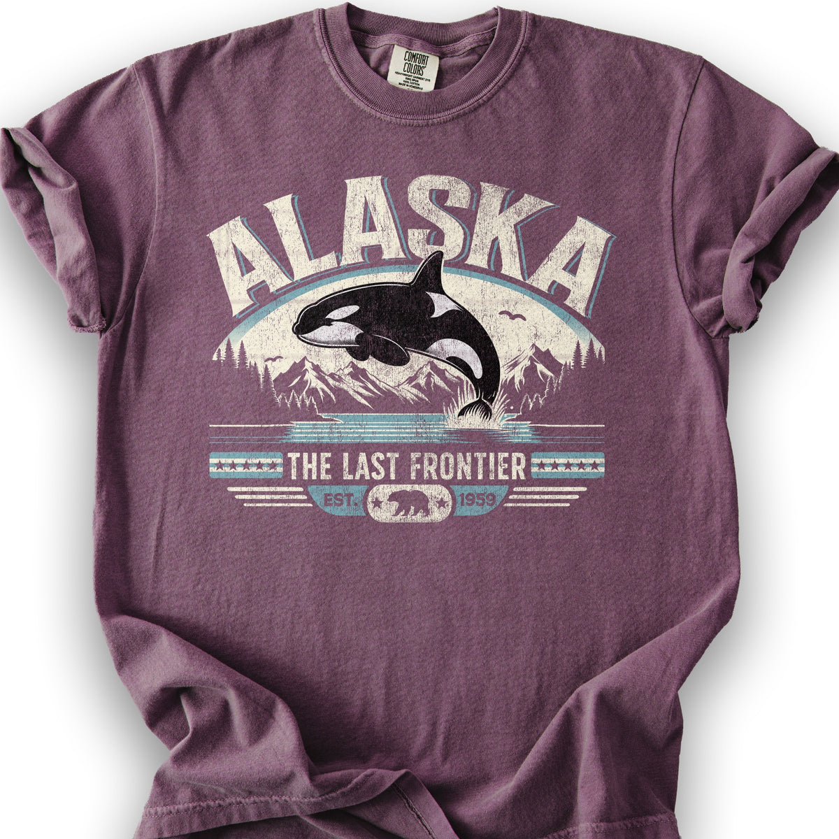 Alaska The Last Frontier "Orca" T-Shirt - Berry