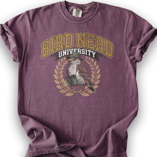 Bird Nerd University Varsity Textured T-Shirt - Berry