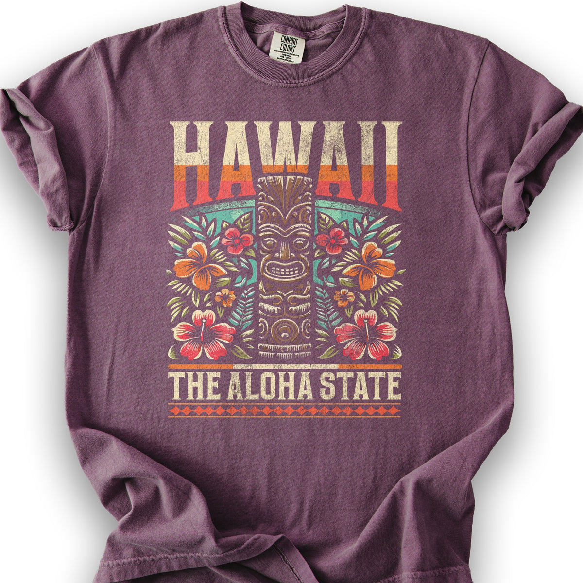Hawaii The Aloha State "Tiki" T-Shirt - Berry