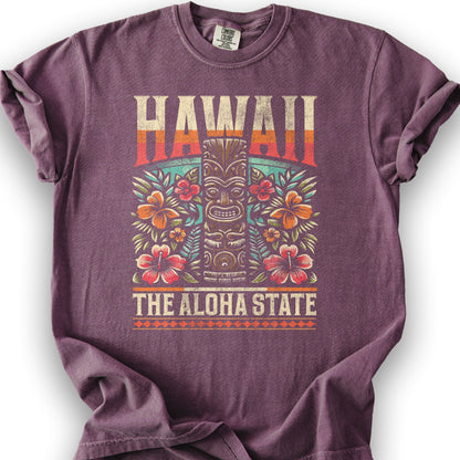 Hawaii The Aloha State "Tiki" T-Shirt - Berry