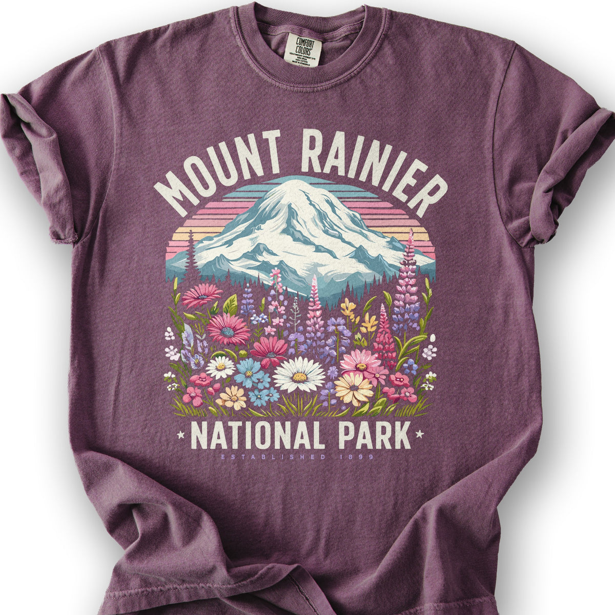 Mount Rainier National Park "Wildflowers" T-Shirt - Berry