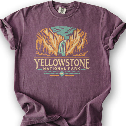 Yellowstone National Park "Yellowstone Falls" T-Shirt - Berry