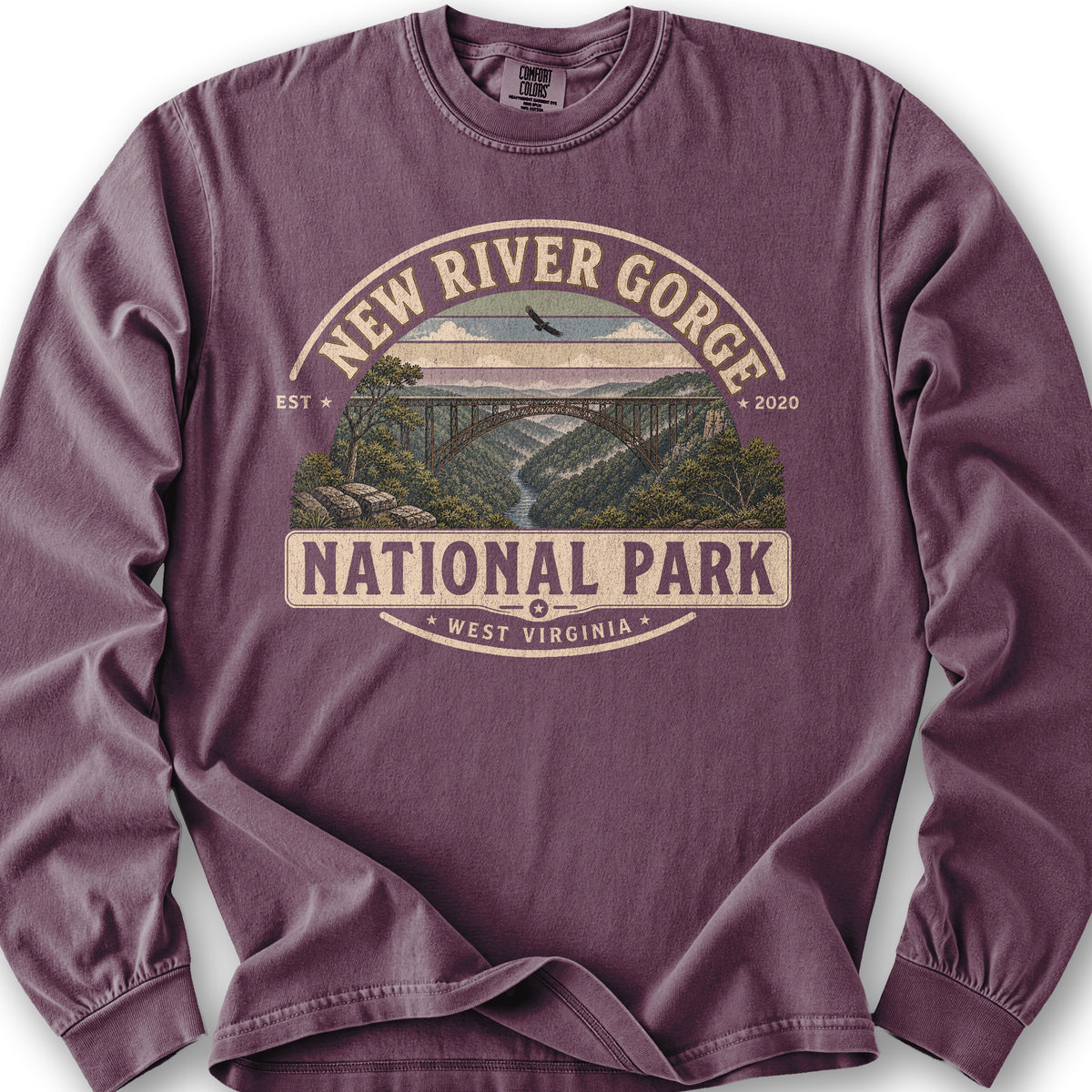 New River Gorge Medallion Long Sleeve Shirt - Berry