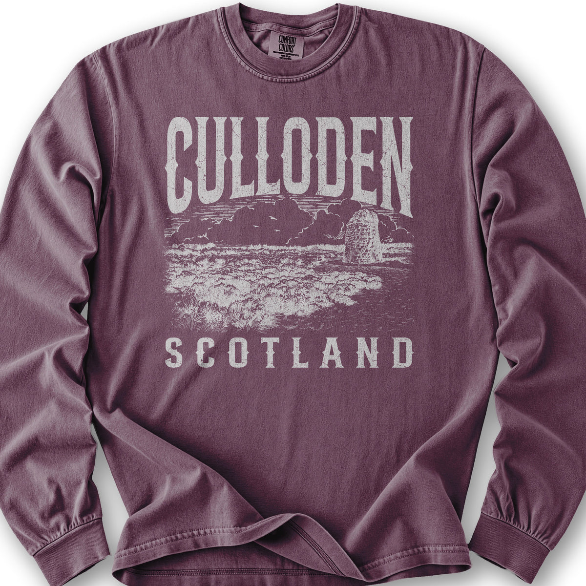 Culloden Scotland Sketch Long Sleeve Shirt - Berry