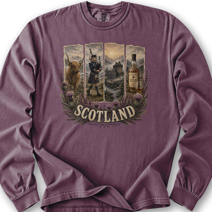 Scotland Panels Long Sleeve Shirt - Berry