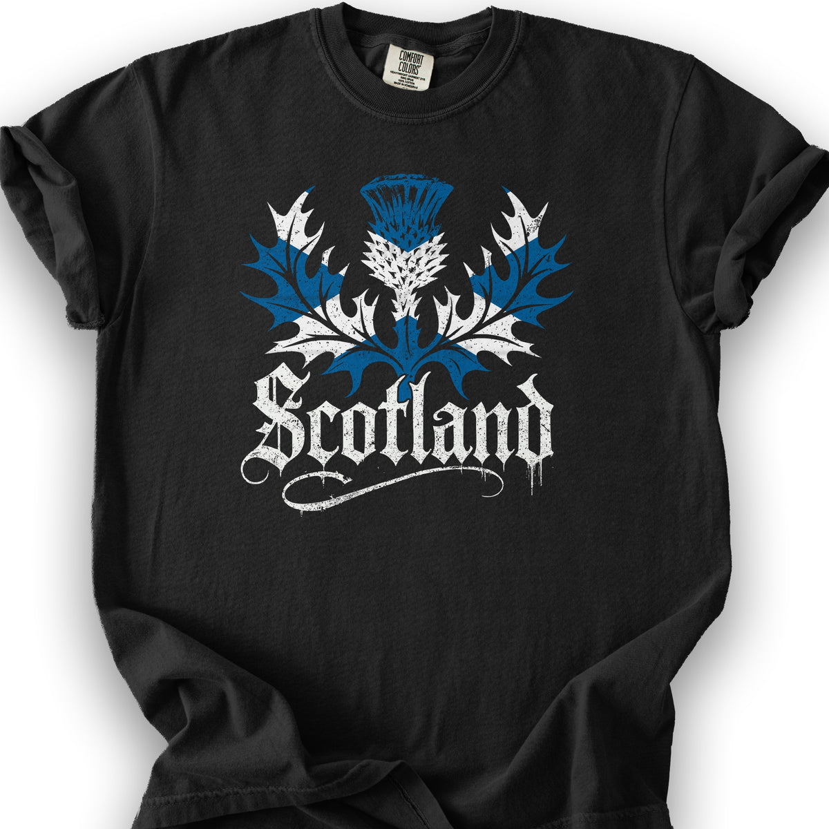 Scotland Gothic Thistle T-Shirt - Black