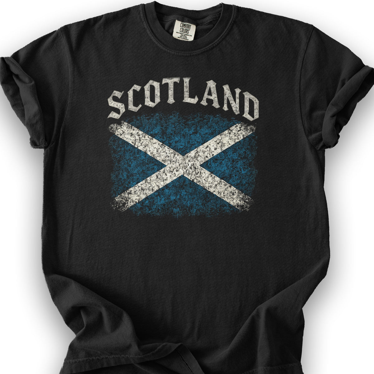 Scotland Distressed Vintage Flag T-Shirt - Black
