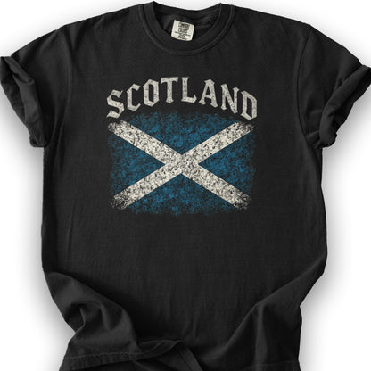 Scotland Distressed Vintage Flag T-Shirt - Black