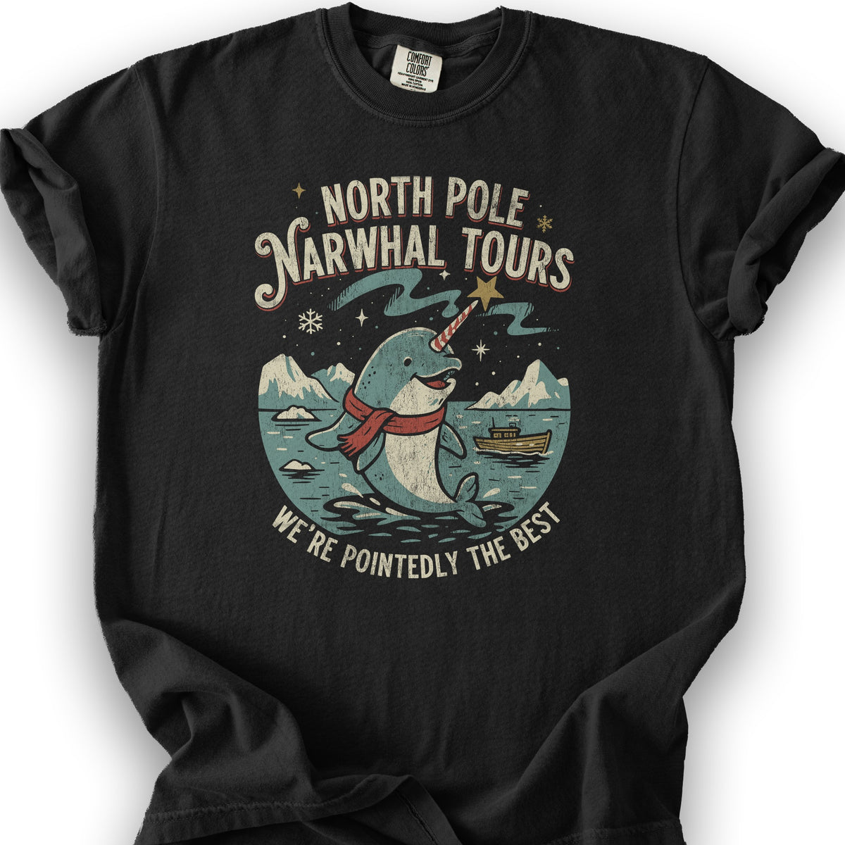 North Pole Narwhal Tours T-shirt - Black