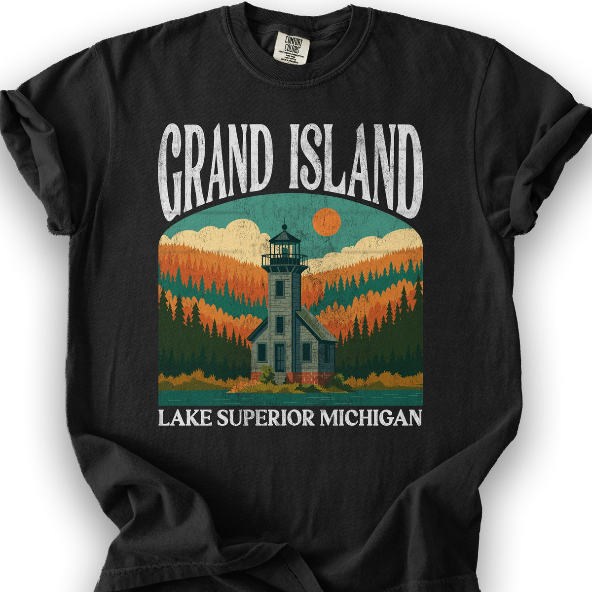 Grand Island Michigan "Big and Bold" T-Shirt - Black