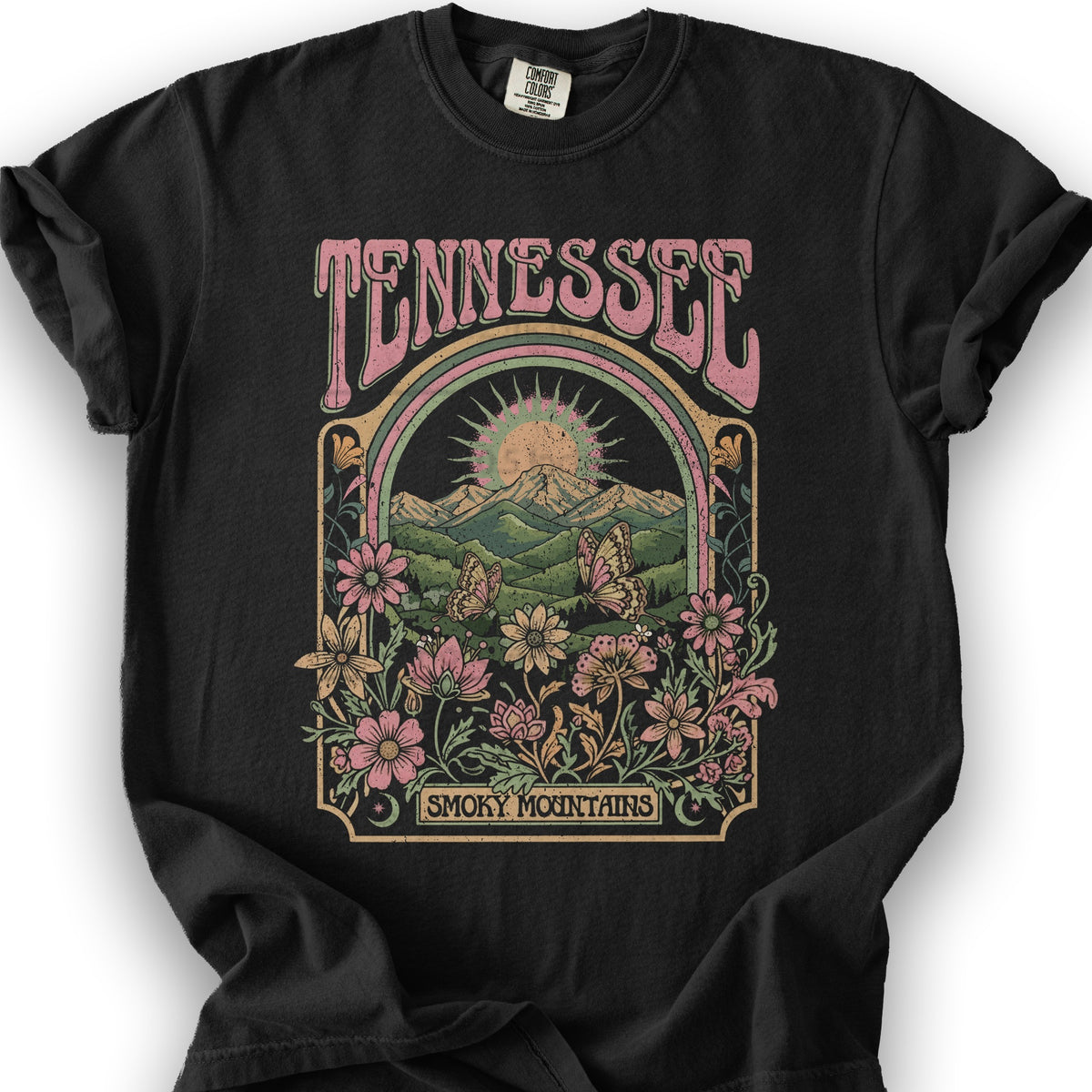 Tennessee Smoky Mountains Butterfly T-shirt - Black