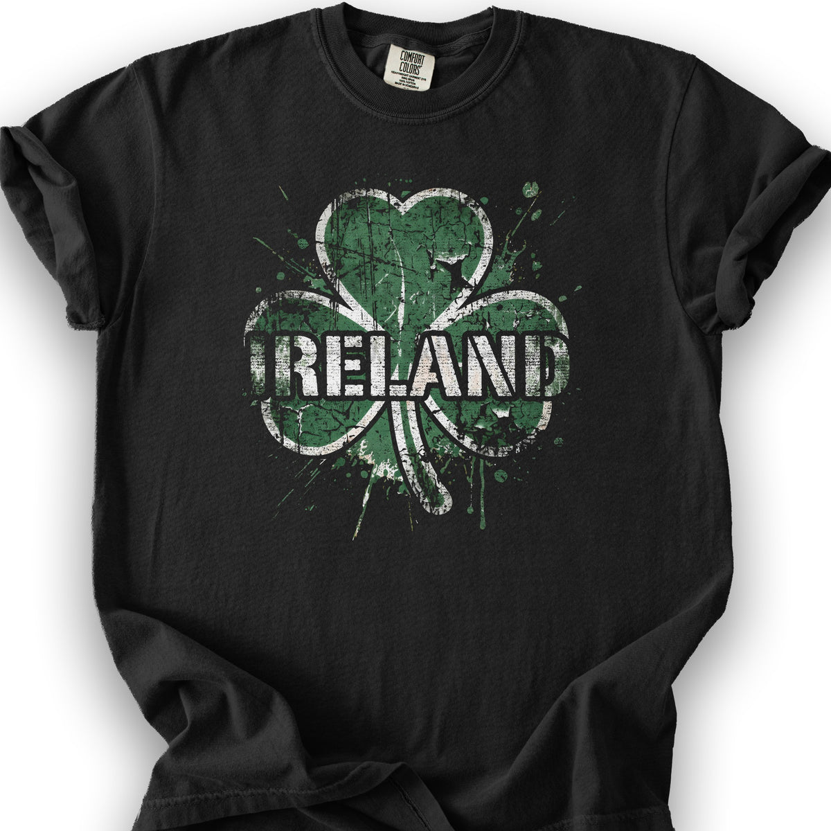 Ireland Shamrock Grunge T-shirt - Black